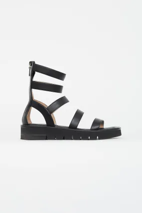 Black Gala Lift Leather Strappy Sandal