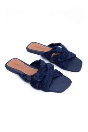Blue Satin Flats