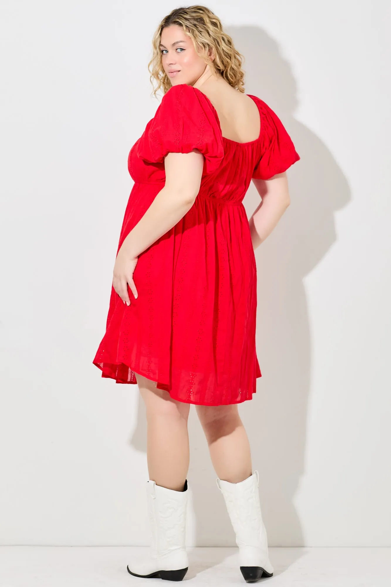 Cherry Baby Eyelet Dress- Red