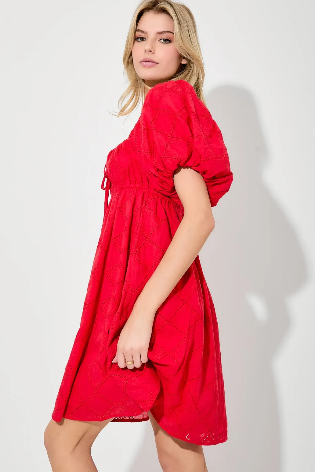 Cherry Baby Eyelet Dress- Red