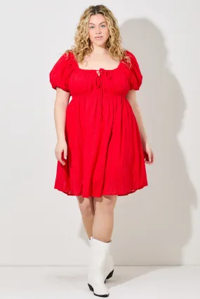 Cherry Baby Eyelet Dress- Red