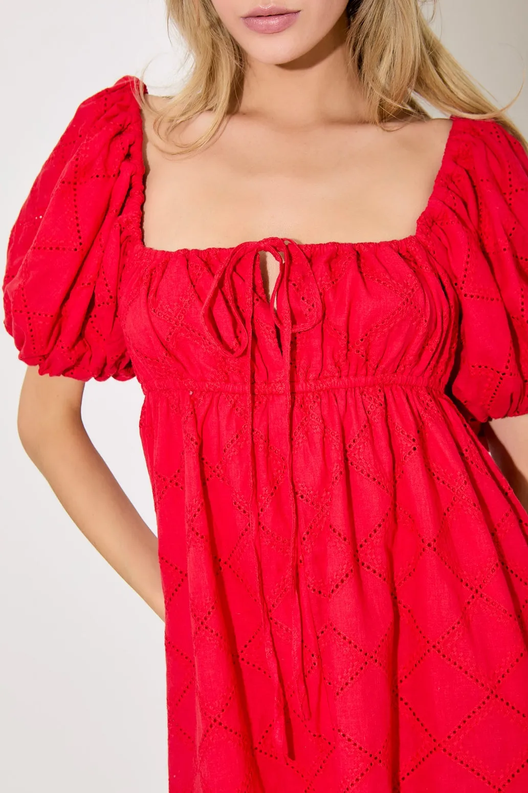 Cherry Baby Eyelet Dress- Red