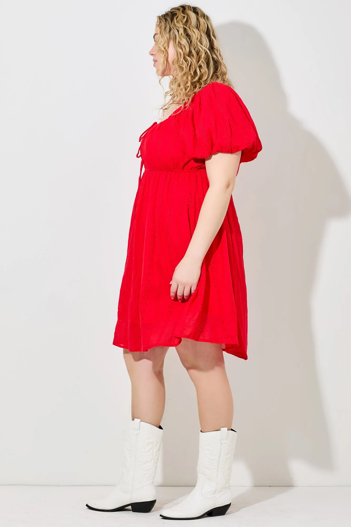 Cherry Baby Eyelet Dress- Red
