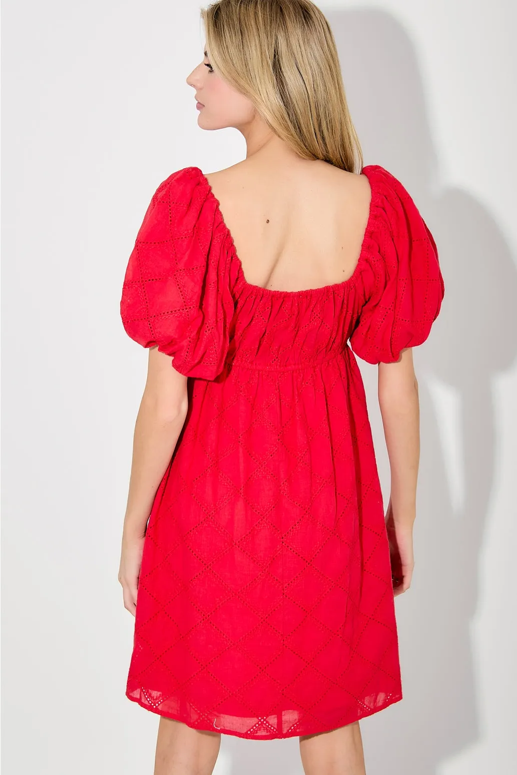 Cherry Baby Eyelet Dress- Red