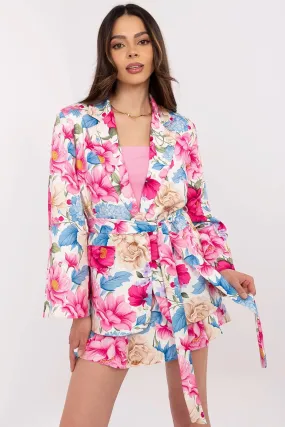 Floral Print Belted Blazer and Shorts Co-ord Set