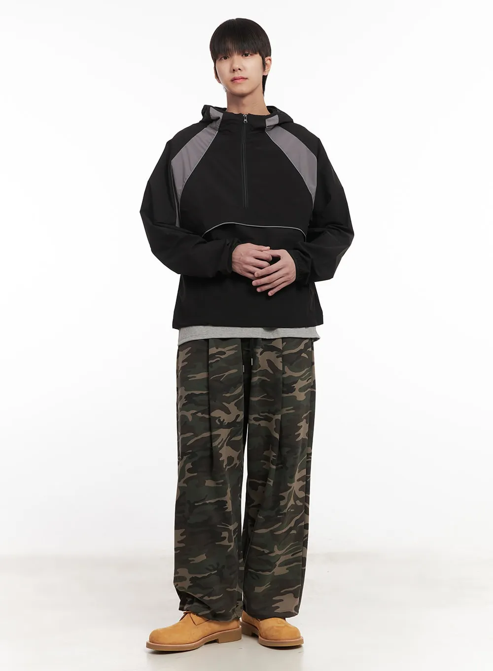 Men's Camo Wide-Fit Pants (Dark Green) IM518