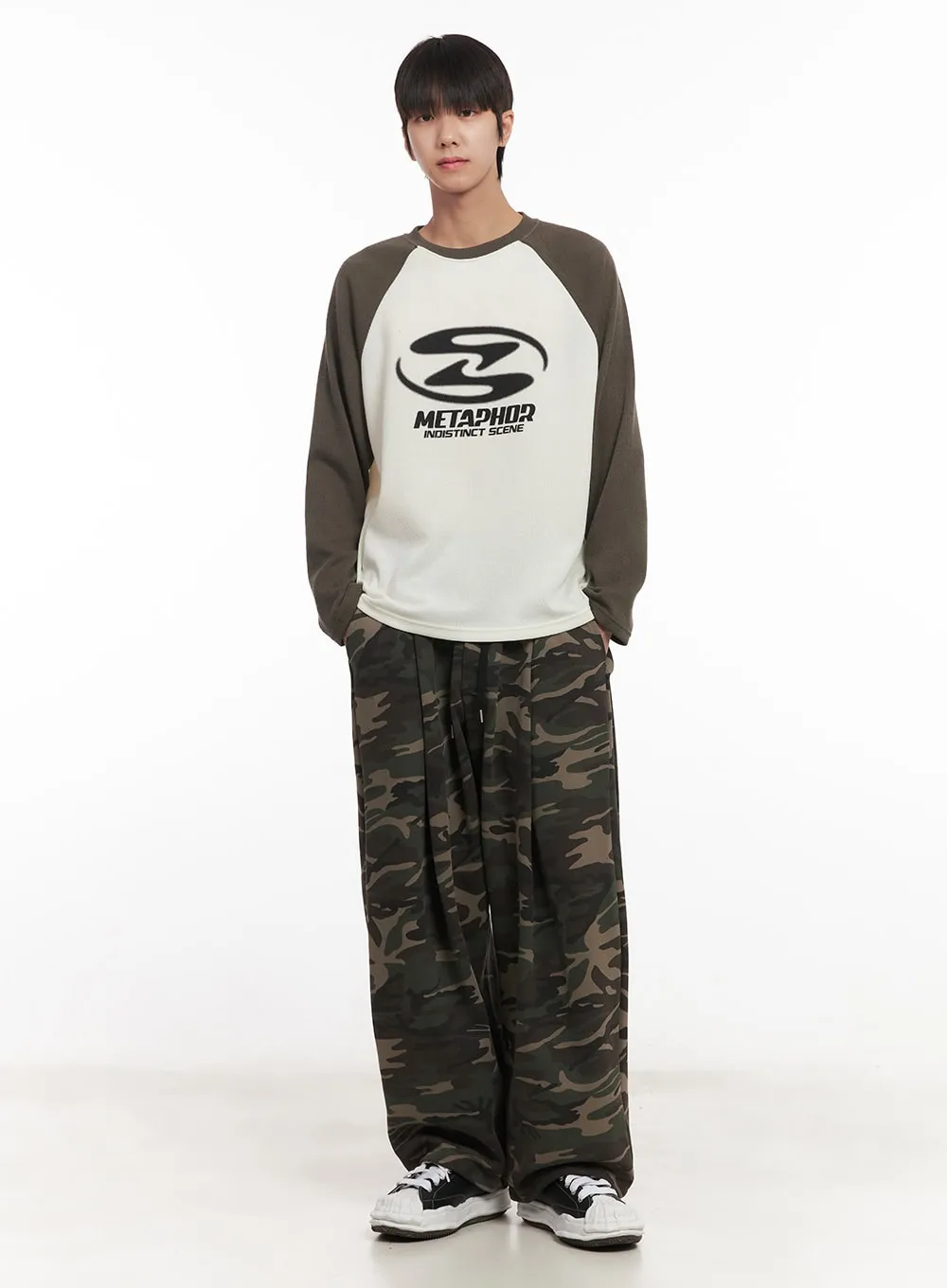 Men's Camo Wide-Fit Pants (Dark Green) IM518