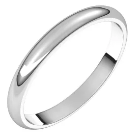 Palladium Half Round Wedding Band, 2.5 mm Wide