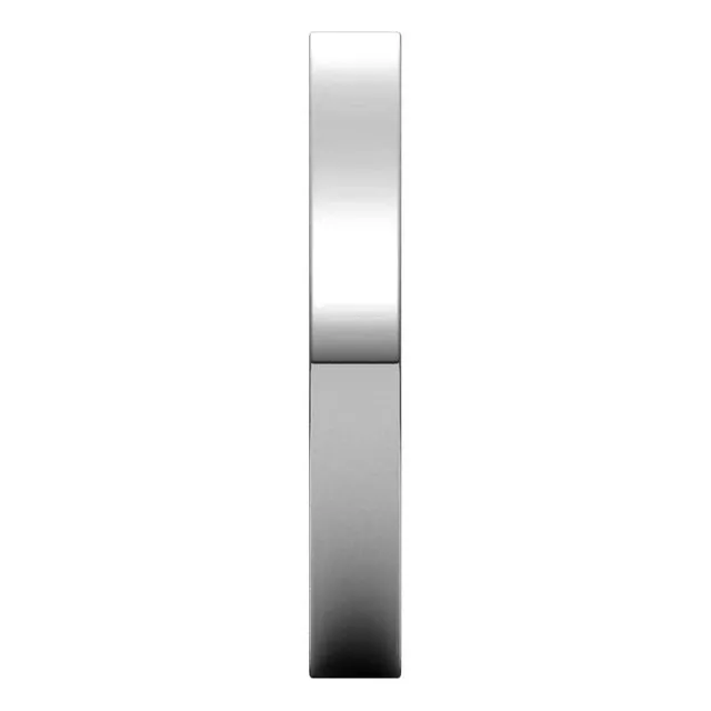 Platinum Flat Comfort Fit Wedding Band, 3 mm Wide