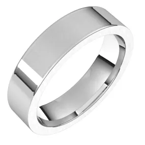 Platinum Flat Comfort Fit Wedding Band, 5 mm Wide