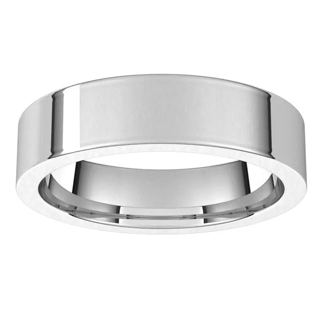 Platinum Flat Comfort Fit Wedding Band, 5 mm Wide
