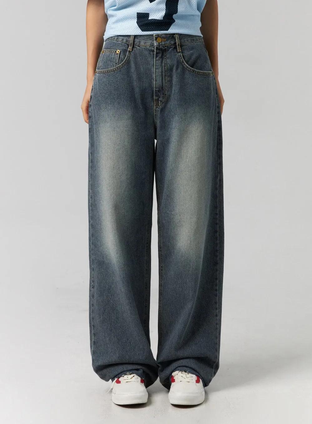Wide Fit Washed Jeans CG314
