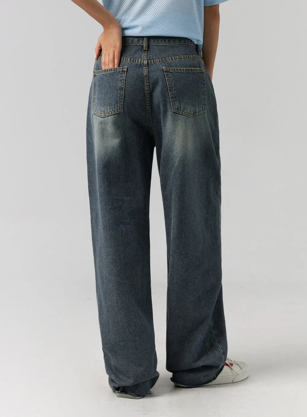 Wide Fit Washed Jeans CG314