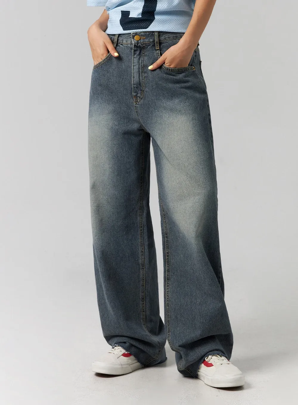 Wide Fit Washed Jeans CG314